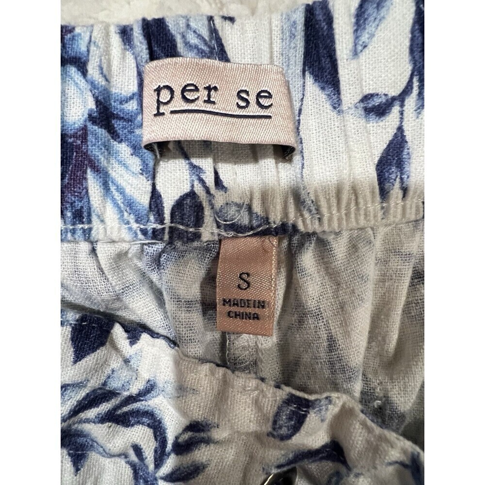 PER SE Womens Pull On Drawstring Linen Blend Crop PANTS Small - Picture 6 of 8